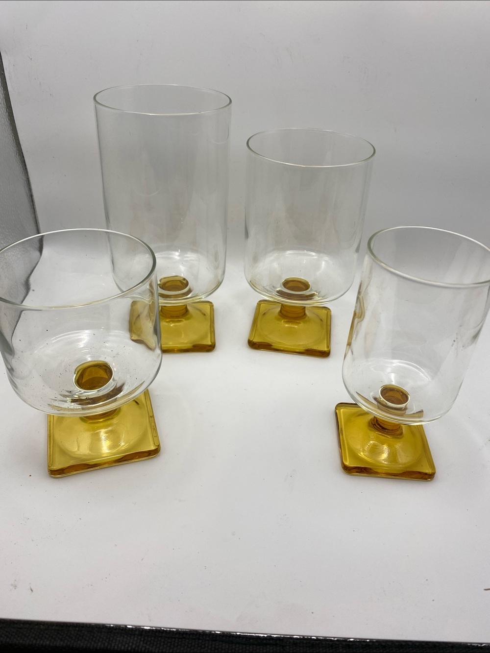 Nordic Topaz Amber Federal Water Goblets and Wine Glasses (4 of each) 16 in all